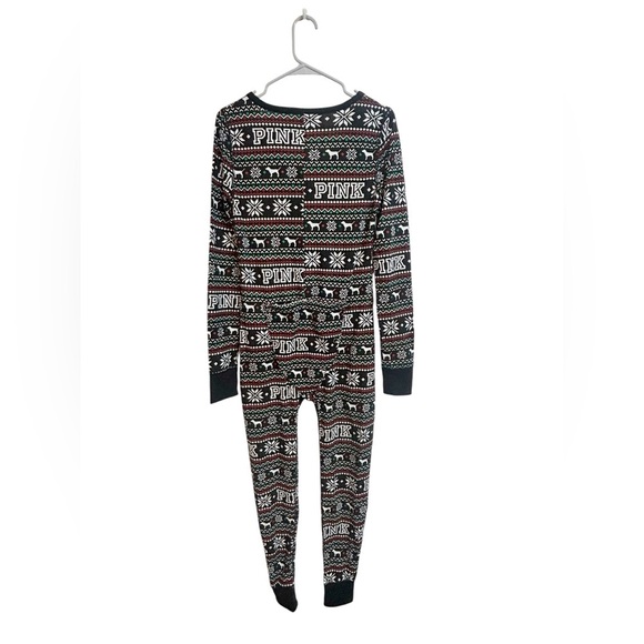 Victoria’s Secret “PINK" Dog Fair Isle One Piece Onesie Long Johns Medium NWT - Picture 7 of 9